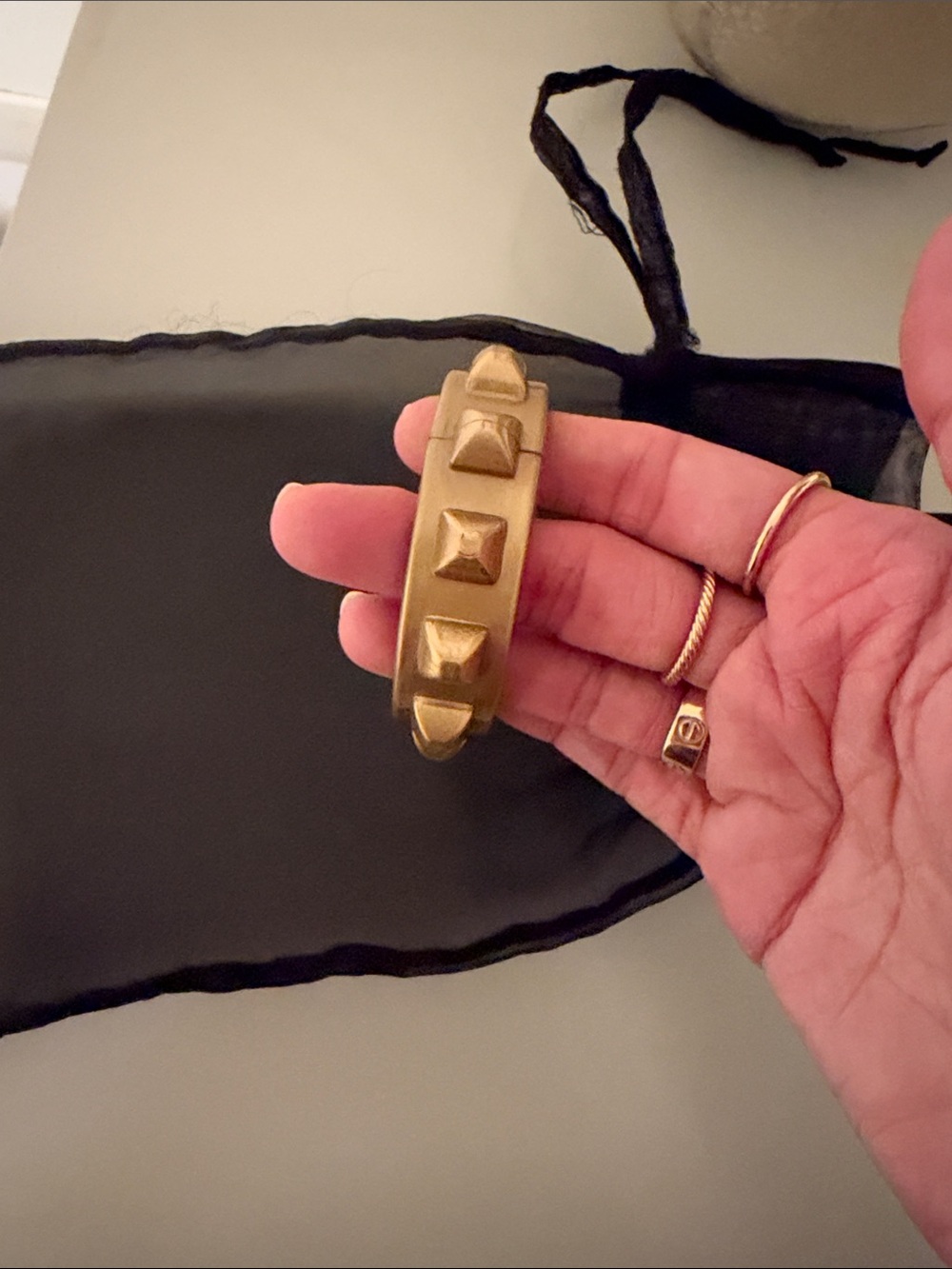 Gold Pyramid-Stud Bangle Bracelet - Women Jewelry